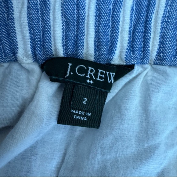 J Crew Mini Blue White Striped Linen Blend Skirt Pockets size 2 - Picture 7 of 9